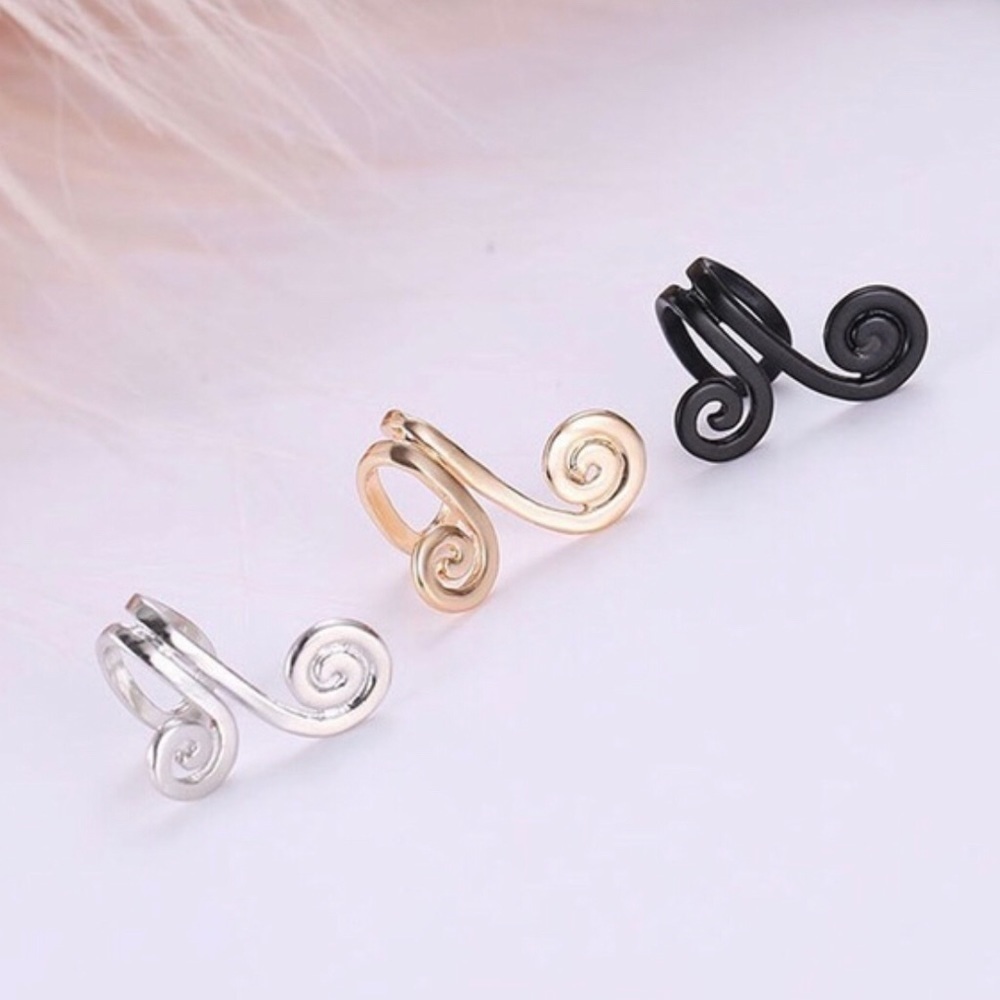 💜3/$25 Gold tone Handmade Swirl Tragus Ear Cuff no piercing - Picture 3 of 9